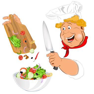 komik Şef ve vejetaryen gurme için taze sebze salatası