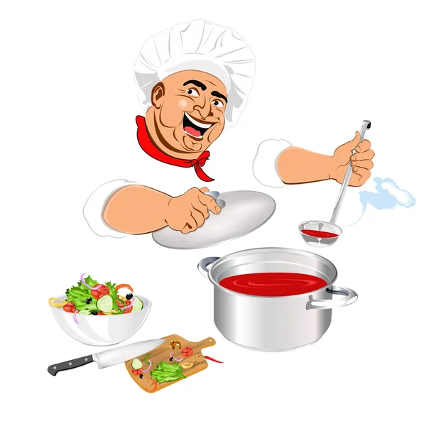 Funny Chef and fresh vegetable food for Gourmet — Stock Photo, Image