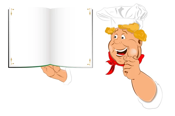 Funny Chef and menu food for Gourmet — Stock Photo, Image