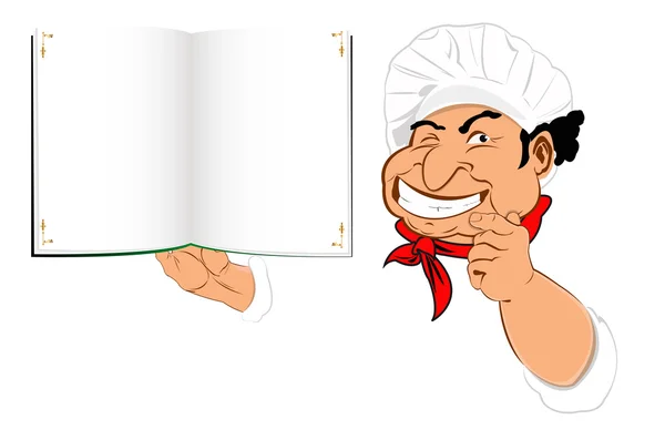 Funny Chef and menu food for Gourmet — Stock Photo, Image