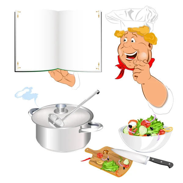 Funny Chef and fresh vegetable food for Gourmet — Stock Photo, Image