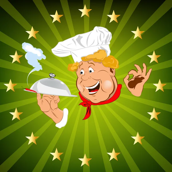 Grappige chef-kok en vers voedsel — Stockfoto