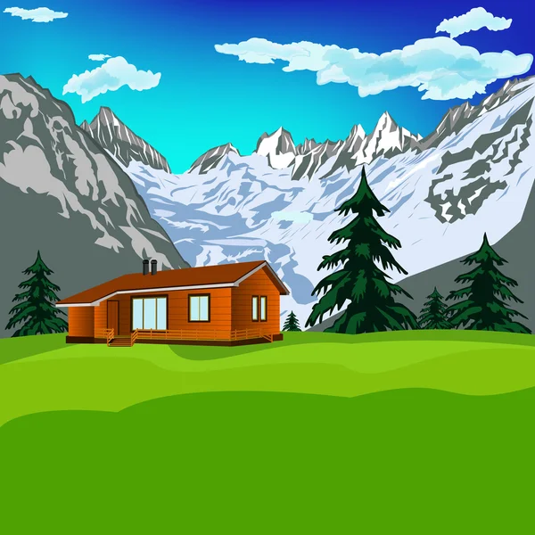 Beste Alpen bergen met Resort schoon air.mountains landscape.vector — Stockvector