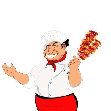 komik Şef ve kuzu lezzetli sıcak şişleri