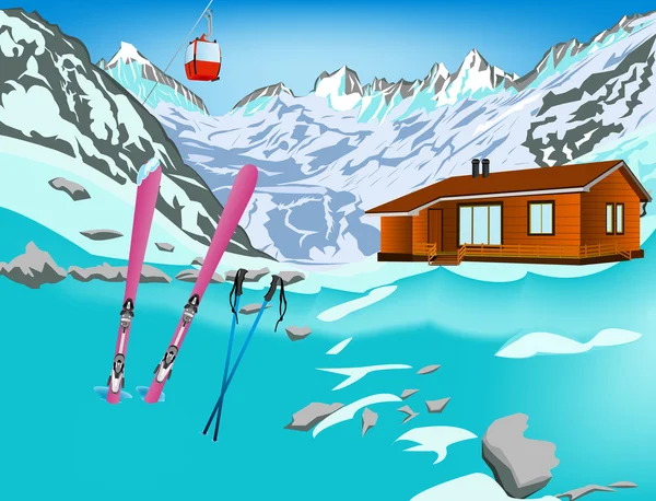 Wintersport ski's rest in Alpen resorts — Stockfoto