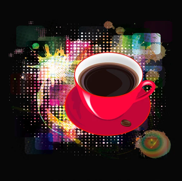 Café negro de la mañana en un fondo abstracto. Vector — Archivo Imágenes Vectoriales