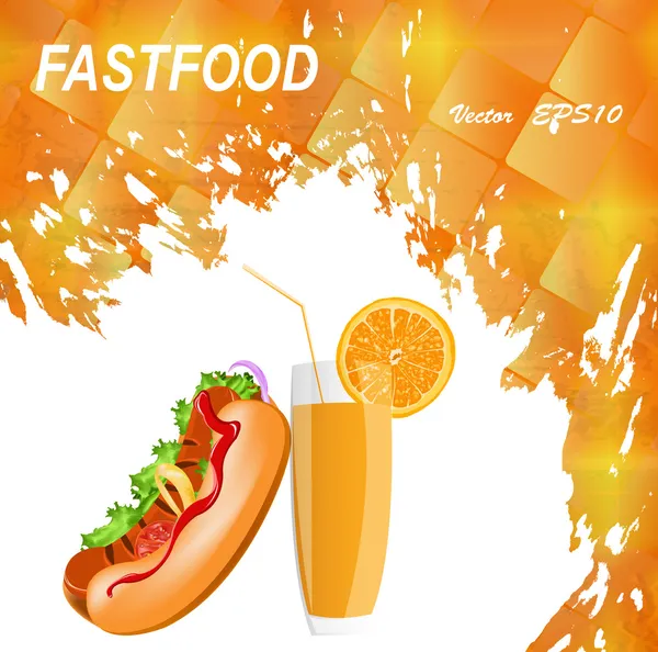 Fastfood on a abstract mosaic background.Vector — Stock Vector