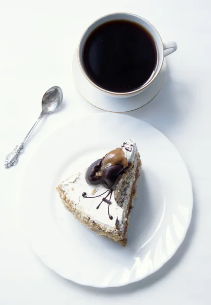 's ochtends koffie en cake — Stockfoto