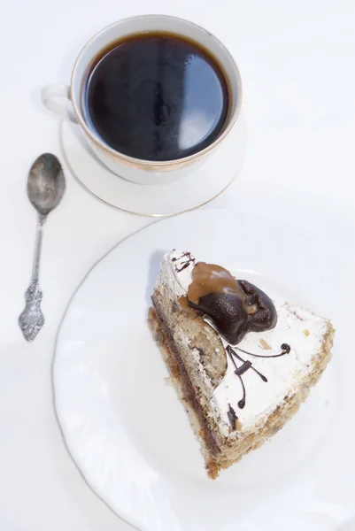 Café y pastel por la mañana — Foto de Stock