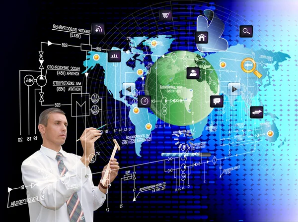인터넷 통신을 설계 하는 혁신적인 엔지니어링 — 스톡 사진
