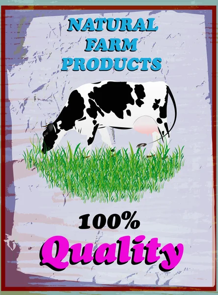 Frische köstliche Milch- und Rindfleischprodukte poster.vector illustration — Stockvektor