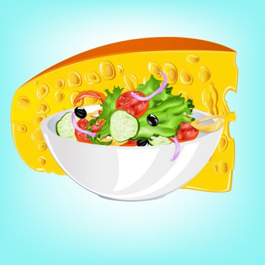 taze sebze ve lezzetli ekşi süt peynir salatası