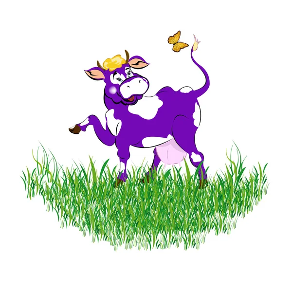 Label zuivelproducten. een vrolijke koe — Stockfoto