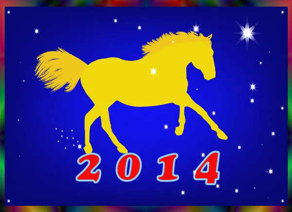 O Ano Novo do Cavalo.Cartão de Natal festivo — Vetor de Stock