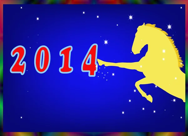 Az új év a Horse.Festive karácsonyi kártya — Stock Vector