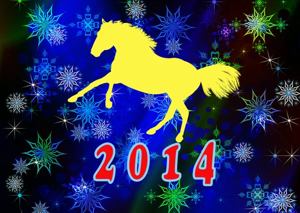 Il nuovo anno del cavallo.Biglietto natalizio festivo — Foto Stock