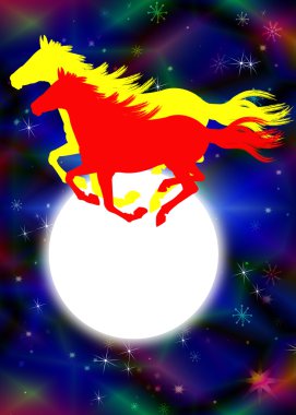 Yeni yıl horse.festive Noel kartı