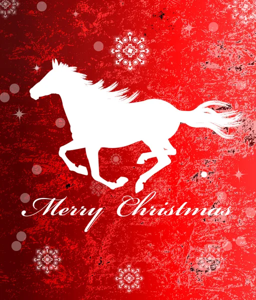 Az új év Horse.Vintage retro vektor karácsonyi kártya — Stock Vector