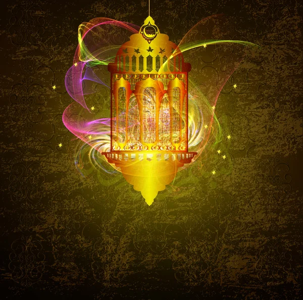 Арабская лампа с блестящим абстрактным ночным фоном для Рамадана Карима — стоковое фото
