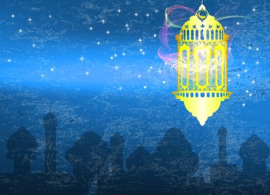 Arapça lamba ile parlak ve eski kitap Özet gece arka plan üzerinde