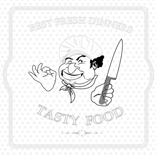 Chef-kok heks keuken knife.restaurant menu.vector achtergrond — Stockvector