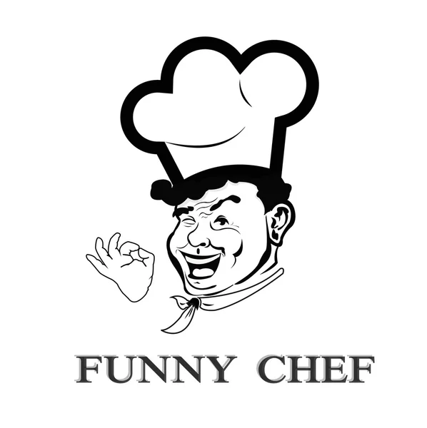 Faccia buffa Chef.Portrait Cook.Vector — Vettoriale Stock
