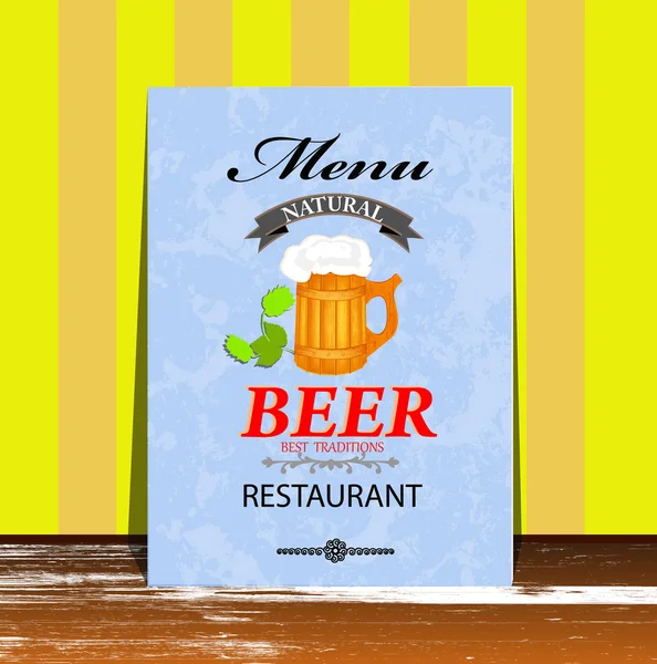 Bästa traditionella färska kall öl. Restaurangens meny. vektor — 图库矢量图片