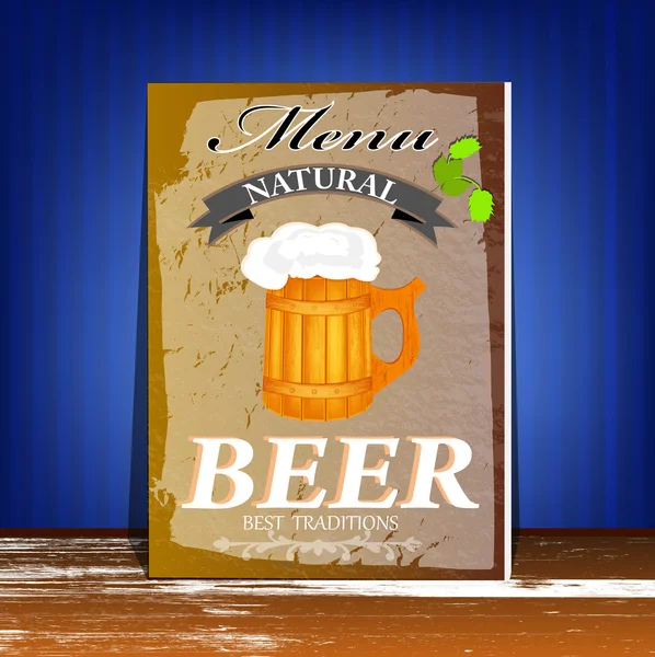 Melhor cerveja fresca tradicional. Menu de restaurante. Vetor —  Vetores de Stock