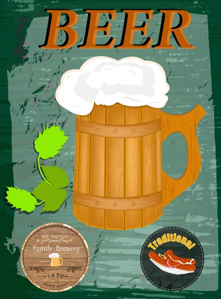 Nejlepší tradiční čerstvé vychlazené pivo. popisek. vektor — Stockový vektor