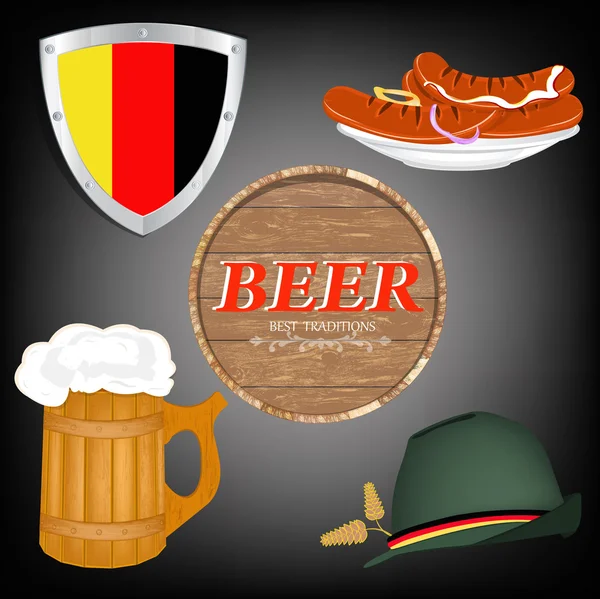 最も伝統的な新鮮な冷たいビール。ビール bar.vector — ストックベクタ