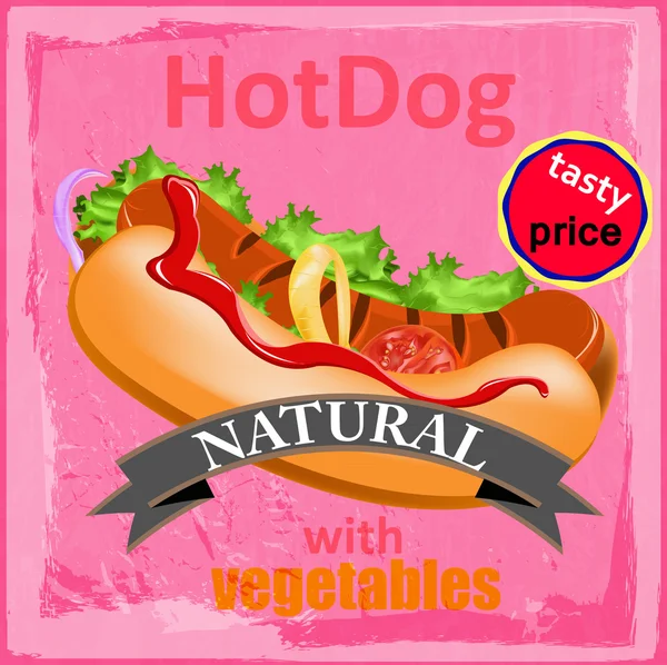 Frischer hotdog.poster.vector — Stockvektor