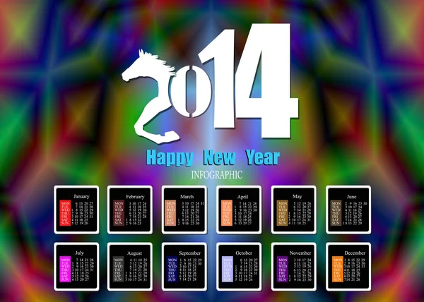 Творческие поздравления с Новым 2014 годом. Инфографические календари. Вектор — стоковый вектор