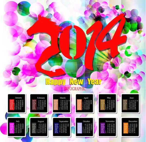 Creative Happy New Year 2014. Infographic Calendars. Vector — Stock Vector