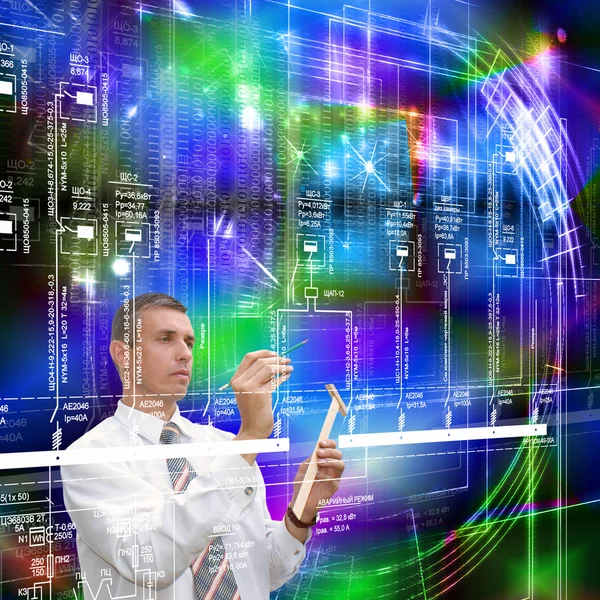 Engineering designing cosmic program.Globalization — Stock Photo, Image