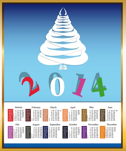 Modèle abstrait d'arbre de Noël Calendrier 2014.Vector — Image vectorielle