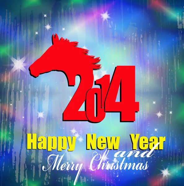 創造的な新年カード、クリスマス。新しい年の馬。ベクトル イラスト — ストックベクタ