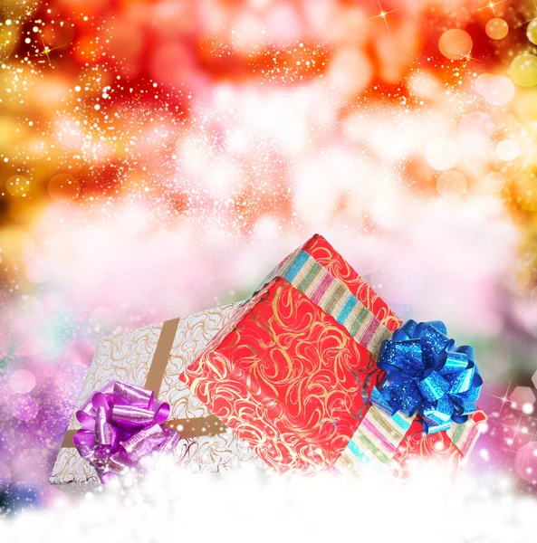 Nieuwjaar cadeau boxes.merry Kerstmis — Stockfoto