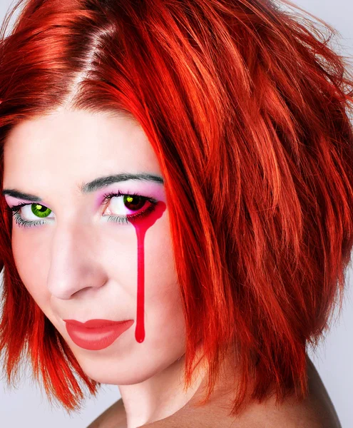 Creative Bloody Beauty. Girl Fashion Model. — Stock Photo, Image