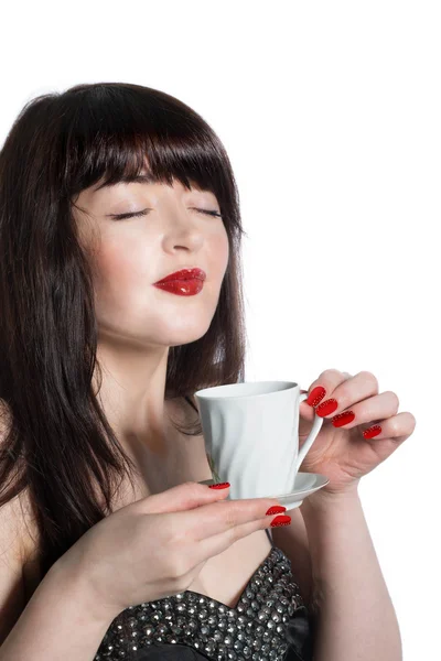 Kvinna med kaffekopp — Stockfoto