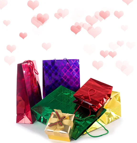 Vacaciones regalos de colores en un blanco. Día de San Valentín —  Fotos de Stock