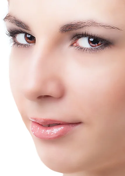 Closeup tiro de olho de mulher com maquiagem dia.Beleza — Fotografia de Stock