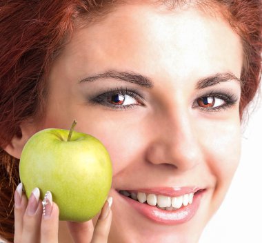 kız beyaz bir gülümseme sağlıklı dişlere sahip