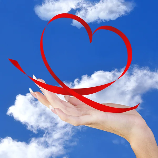 Love.Valentines day.red zijde valentine hart — Stockfoto