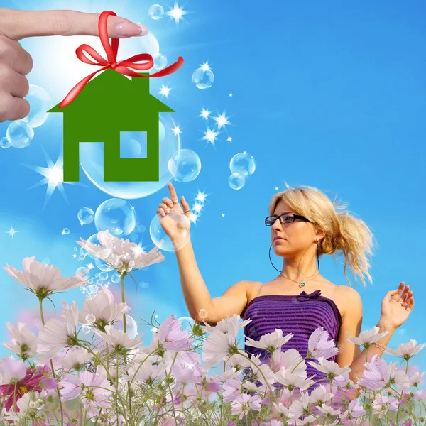 Nuevo concepto de Home.Gift.Happiness — Foto de Stock