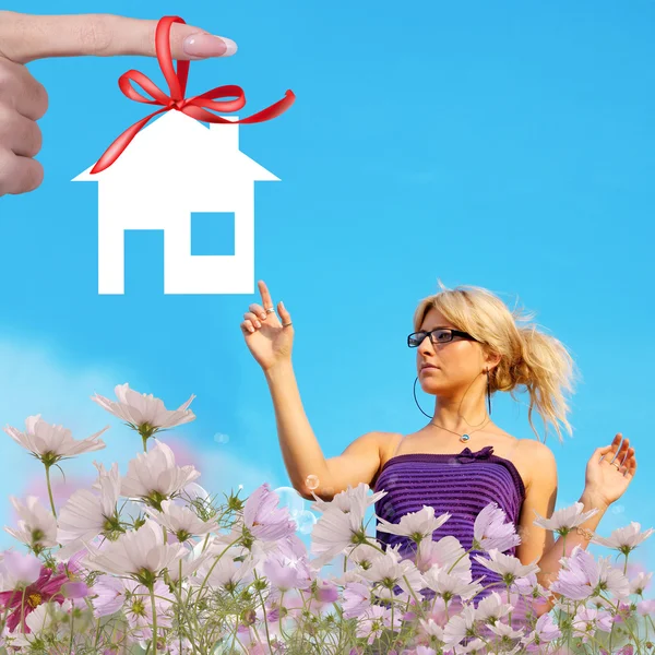 Nuevo concepto de Home.Gift.Happiness — Foto de Stock