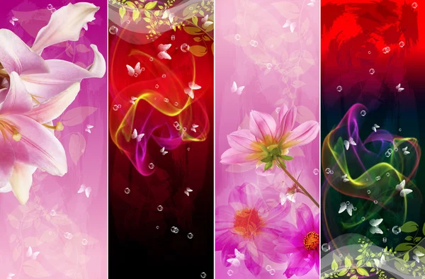 Krásné abstraktní květina card.set pozadí — Stock fotografie
