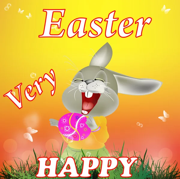 Coelho feliz e Easter Egg.Holiday Feliz Easter.Vector —  Vetores de Stock