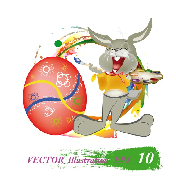 幸せなウサギ、イースターの egg.holiday。幸せな easter.vector — ストックベクタ
