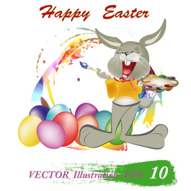 mutlu tavşan ve Paskalya eggs.holiday. mutlu easter.vector