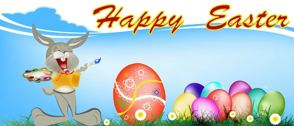 Щасливий кролик і великодні eggs.holiday. щасливий easter.vector — стоковий вектор